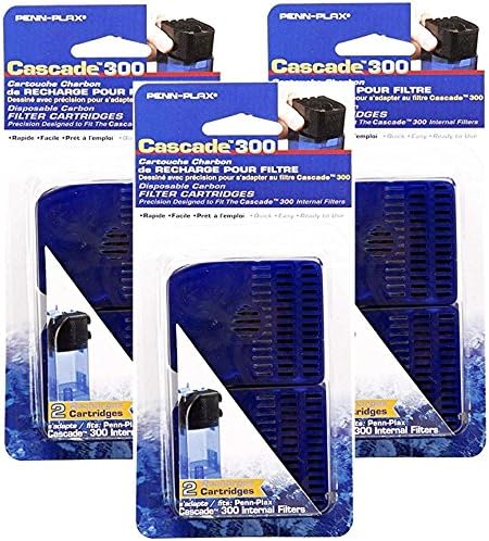 Penn-Plax Cascade 300 Filter with Internal Replacement Cartridge, 6 Total Cartridges (3 Packs with 2 cartridges per Pack) - AquaVibe
