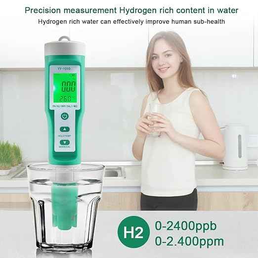 Hydrogen Water Tester 10 in 1 Resistivity/Fertility/H2/pH/TDS/EC/ORP/S.G/Salt/Temp Meter with ATC pH Meter,0.01 High Accuracy pH Tester Digital,TDS Meter PPM Meter for Drinking,Hydroponics,Pool.