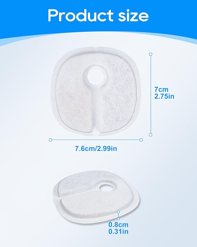 Cat Fountain Filter Replacement, Compatible with 2L/67oz E1 and E1+ Automatic Cat Water Dispenser, Cat Water Fountain Filters, Pet Fountain Filters Replacement Multilayer Filter, 12Pack - AquaVibe