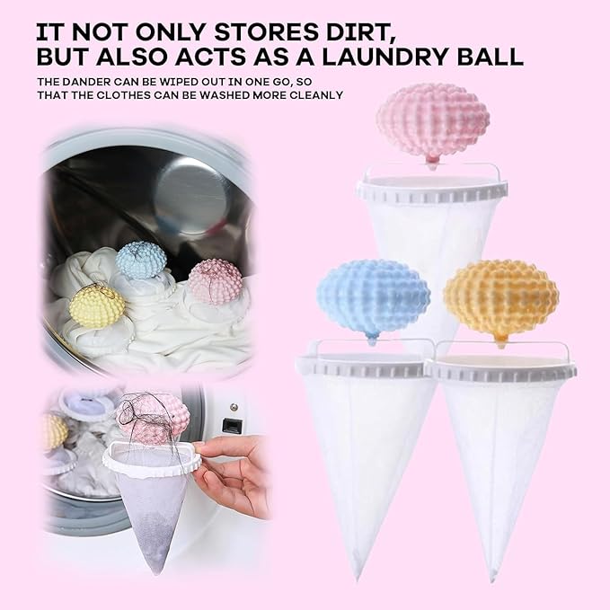 3Pcs-Pet Hair Remover for Laundry,Floating Hair Filtering Mesh Remova, 2025 New Washing Machine Hair Catcher,Dog Hair Remover for Laundry (Yellow+Pink+Blue)