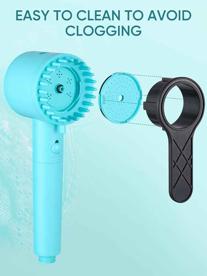 Cobbe Filtered Shower Head with Handheld, High Pressure 5-mode Showerhead with Filters, Built-in Power Wash for Hard Water - Remove Chlorine - Reduces Dry Itchy Skin, Emerald green