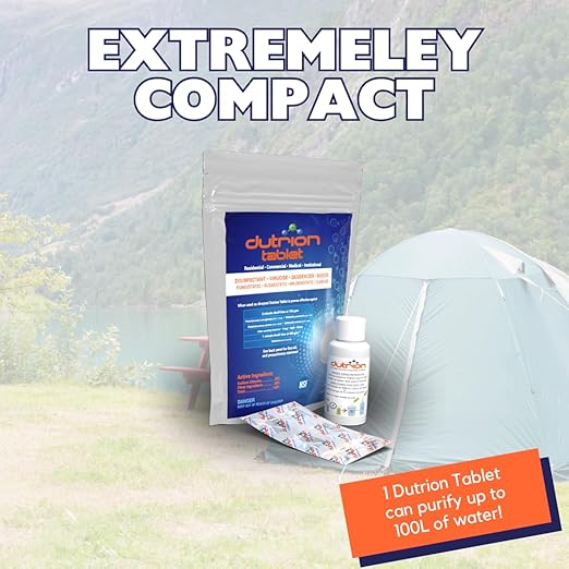 Brand Water Purification Tablets - Purifying Camping Chlorine Dioxide Drinking Tablet, Cleaning Aqua Bottle Purifier Drops & Tabs, Pristine Fresh Tank Emergency Treatment Pills, 6ct 1 Gram