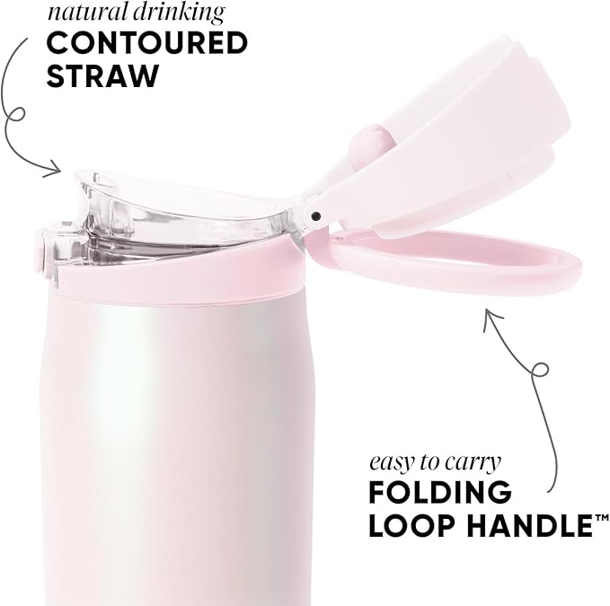 Simple Modern Mesa Loop Water Bottle with Covered Straw and Handle | 30oz Cup Holder Friendly Insulated Stainless Steel Bottles for Travel, Sports and School | Coconut Pearl