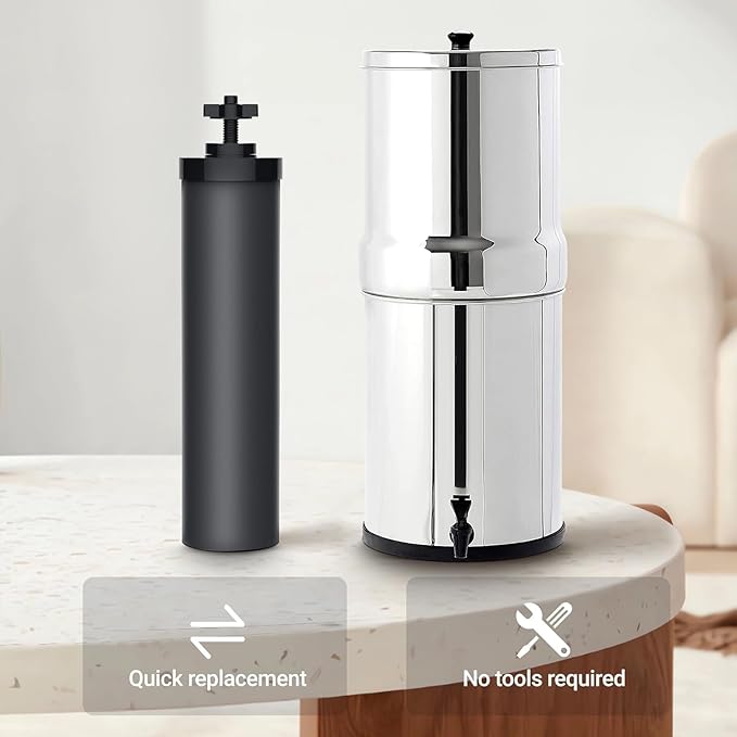 Filterlogic NSF/ANSI 372 Certified Water Filter, Replacement for Berkey® BB9-2® Black Purification Elements and Berkey® Gravity Filter System, Waterdrop King Tank Gravity-fed System, Pack of 4