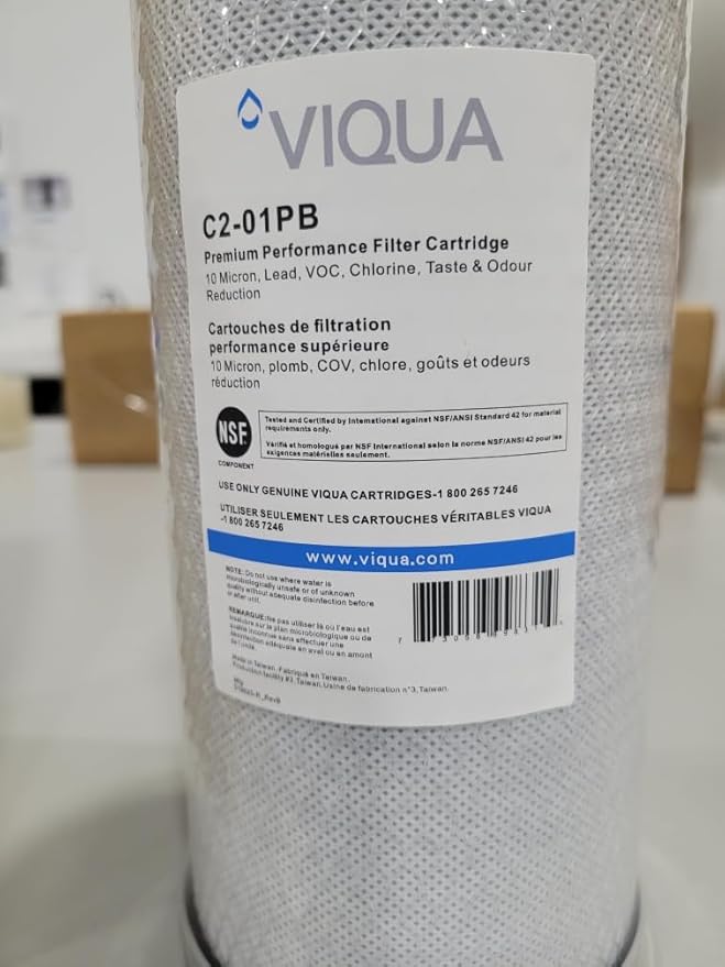 Viqua C2-01PB Carbon Block Water Filter with Lead Reduction - 10 Micron Cartridge Reduces Lead, Chlorine, Taste, Odor, Replacement Filter for AWP40B-V, AWP40C-V, AWP50B-V, FB1-1.5PF, 4.5 x 10-Inches