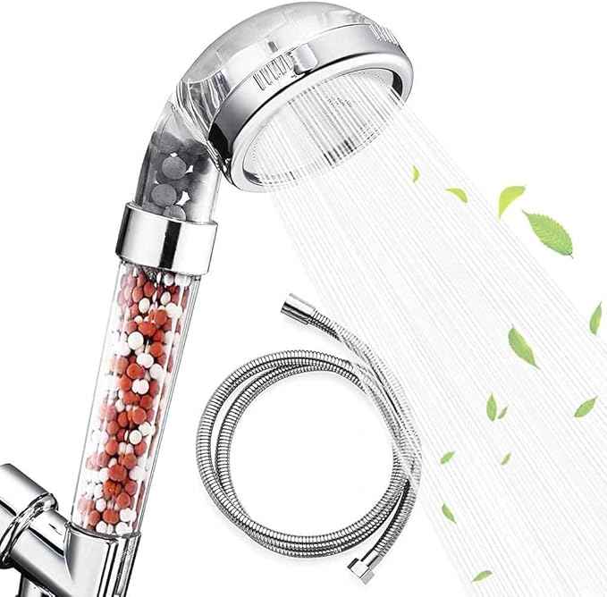 Nosame® Shower Head with Hose, Filter Filtration High Pressure Water Saving 3 Mode Function Spray Handheld Showerheads for Dry Skin & Hair