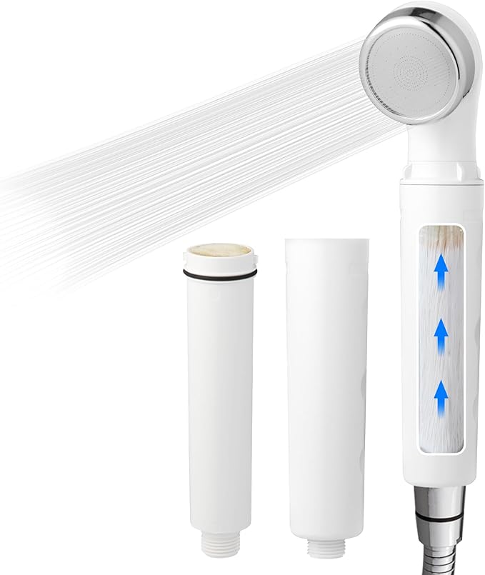 Legionela Shower Head Filter High Pressure Water Softer Filter Removed 99.99999% of Harmful Substance(Plus White)