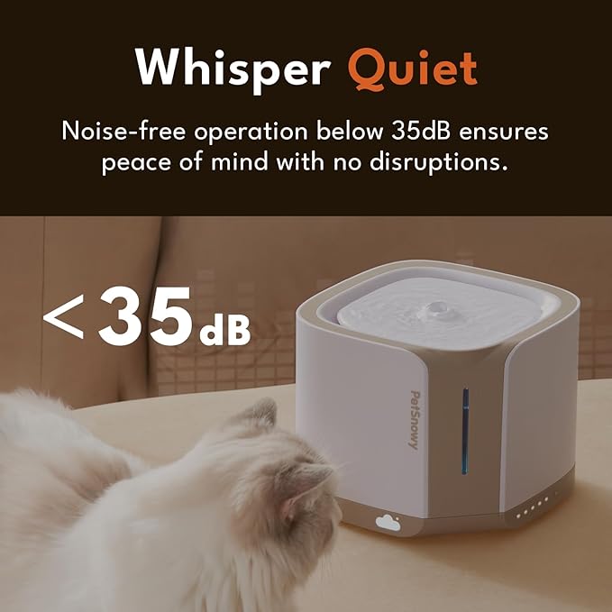 PetSnowy Snow+ Cat Water Fountain with Safe-Sip Pump, 68oz Automatic Cat Fountain for Cats Small Dogs with 3 Working Modes & Visualization Window Ultra Quiet Pet Water Fountain with Filter (Blue)