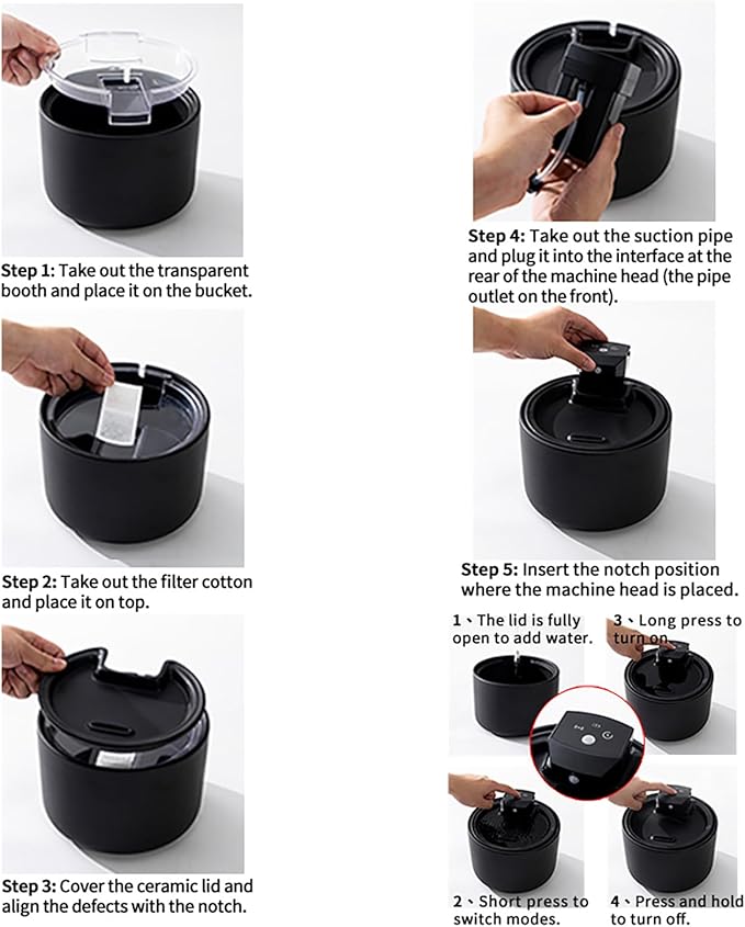 Cordless Ceramic Cat Water Fountain Constant 30°: 101.45oz/3L Automatic Super Silent Intelligent Sensor Pet Drinking Dispenser with 2500mAh Battery Dog Water Bowl Dispenser(Black 30°)