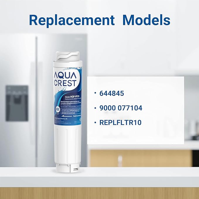 AQUA CREST 9000 077104 Refrigerator Water Filter Replacement for UltraClarity REPLFLTR10, Bosch Ultra Clarity 644845, 3 Filters