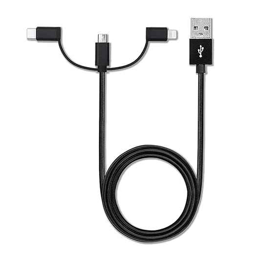 BoxWave Cable Compatible with LARQ Bottle PureVis 25 oz - AllCharge 3-in-1 Cable - Jet Black