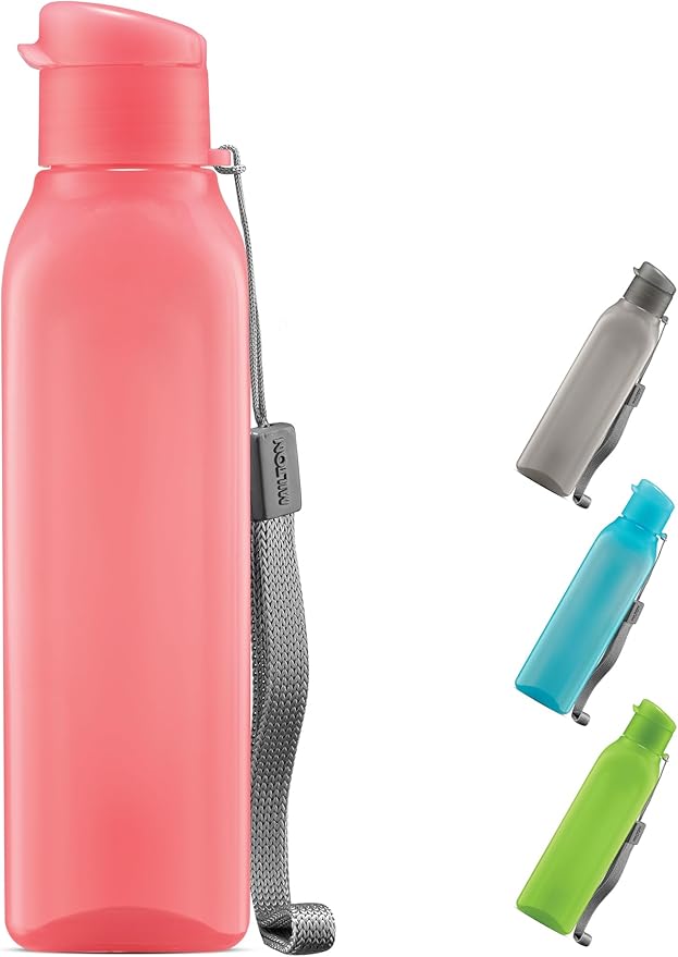 MILTON Travel Water Bottle – 1Pcs Reusable Sports Bottle with Easy Open Close Lid and Leakproof Neck – Food Grade Plastic Water Bottles for Adults and Kids, School, Gym