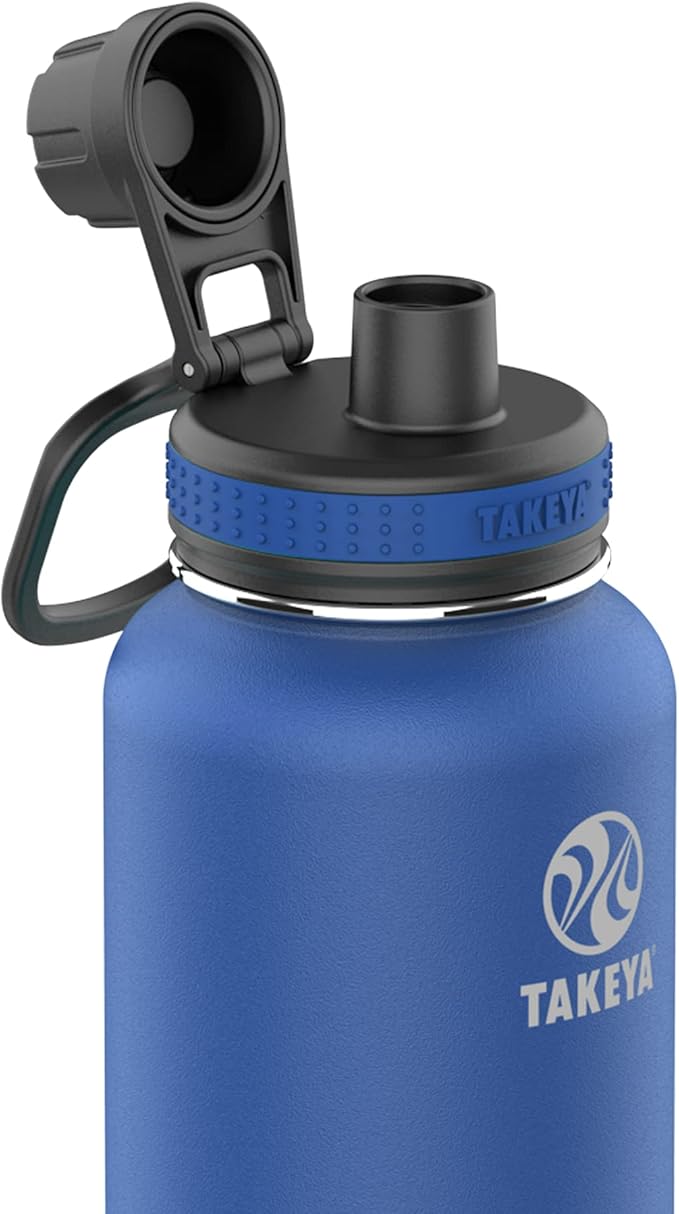 Takeya Originals 40 oz Vacuum Insulated Stainless Steel Water Bottle - Leakproof & BPA-Free Spout Lid - Keeps Drinks Cold 24 Hrs/Hot 12 Hrs - Double-Wall Design - Ideal for Active Lifestyles, Navy