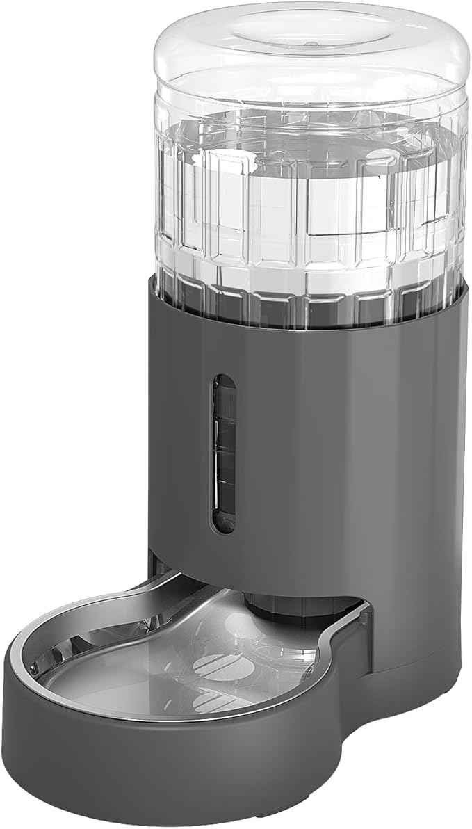 Cat Water Dispenser and Stainless Steel Bowl, Automatic Gravity Water Dispenser for Cats or Small Medium Size Dogs, Large Capacity, Easy to Clean and Safe for Pets