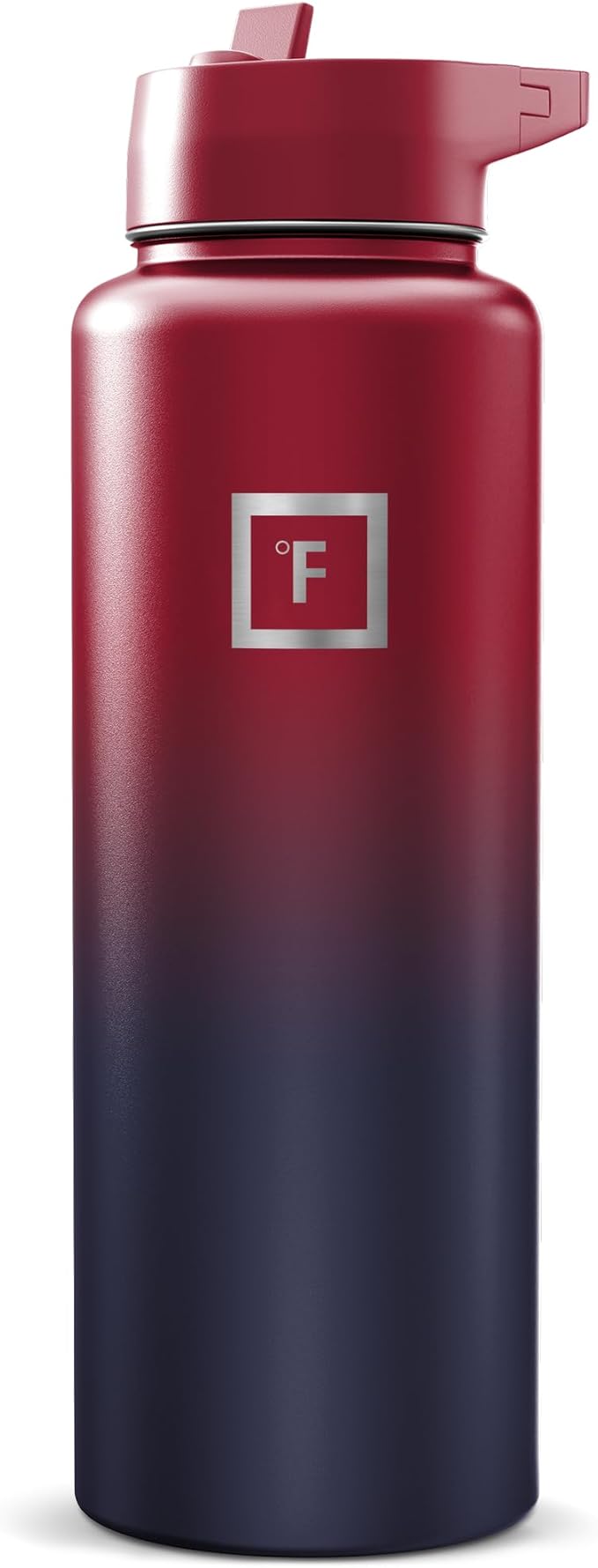 IRON °FLASK Camping & Hiking Hydration Flask with Straw, Wide Mouth Insulated Stainless Steel Sports Water Bottle - Dark Rainbow 40 oz - Straw (1 Lid)