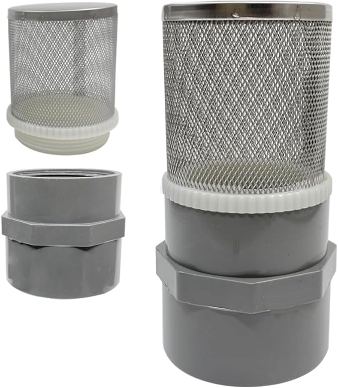 3/4" Stainless Steel Filter Cover Connected to 3/4" DN20 Grey PVC Water Pipe, Suction Strainers Used to Remove Debris and Reduce Solid Entry(1pcs)