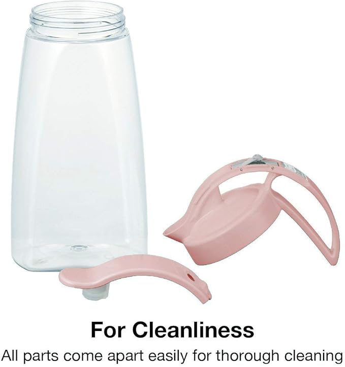 One-Touch Airtight Water Pitcher with Quickpour Lid, 2.3QT (74oz) – Heat Resistant, Leakproof Jug for Hot & Cold Drinks, Coffee, Tea and More, Space-Saving, Dishwasher Safe, Made in Japan (Pink)
