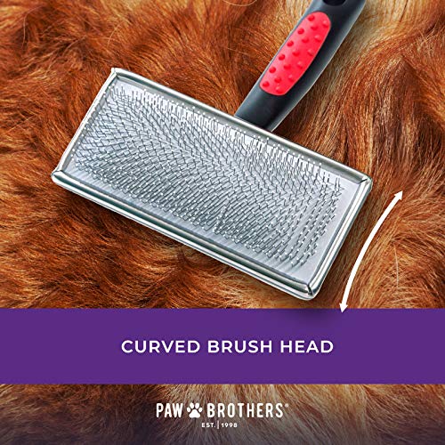 Paw Brothers Soft Flat Slicker Brush with Coated Pin Tips