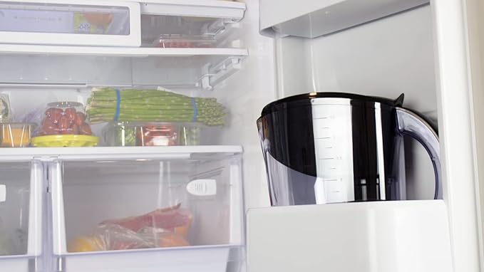 New Wave Enviro Alkaline Water Filter Pitcher, Great for Coffee & Tea, BPA Free Fridge Friendly Design, 3.5 Liter Capacity with Integrated Handle, Black Color