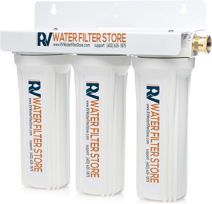 Extreme Clean 3 Stage Water Filtration System - Includes Virus Hero, F1PB Anti Scale 0.5 Micron Carbon Block, Heavy Metal Trap Filter - High Flow, Standard Bracket
