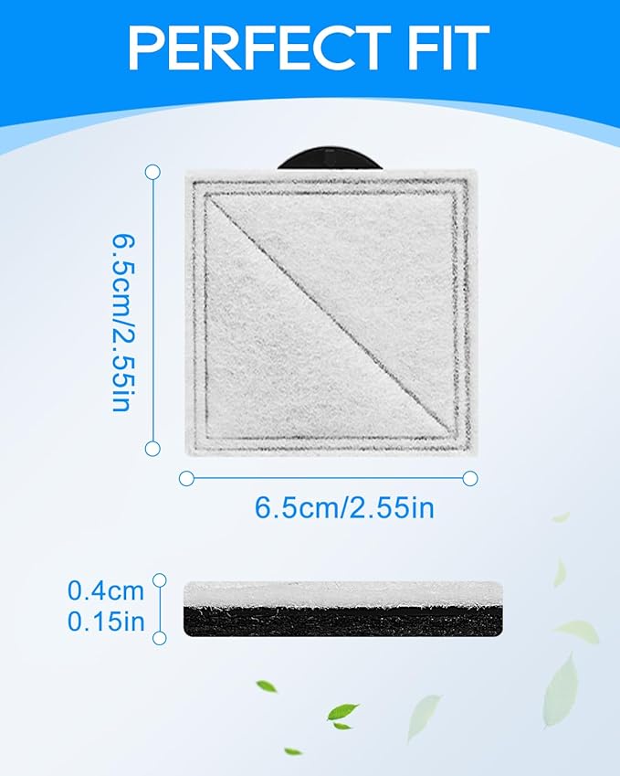 6-Pack Cat Fountain Filter Replacement Compatible with PetSafe Outlast Pumpless Pet Fountains, Fit for Viva Cat Water Fountain Stainless Steel, Filters
