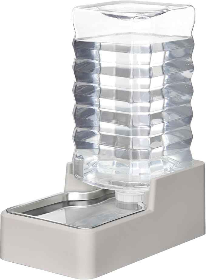 RIZZARI Stainless Steel Pet Water Feeder: 10L Large Gravity Waterer, Less Refills - Leak-Proof Auto Refill - Anti-Tip Base - Easy Clean - No Filter - for 40-60 LB Dogs - Multi-Pet/Garage/Travel