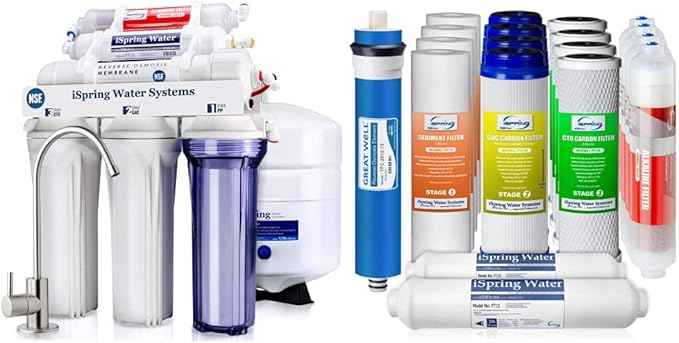 iSpring RCC7AK 6-Stage Superb Taste High Capacity Under Sink Reverse Osmosis Drinking Water Filter System & 2-Year Replacement Supply Set for 6-Stage Reverse Osmosis RO Water Filtration Systems