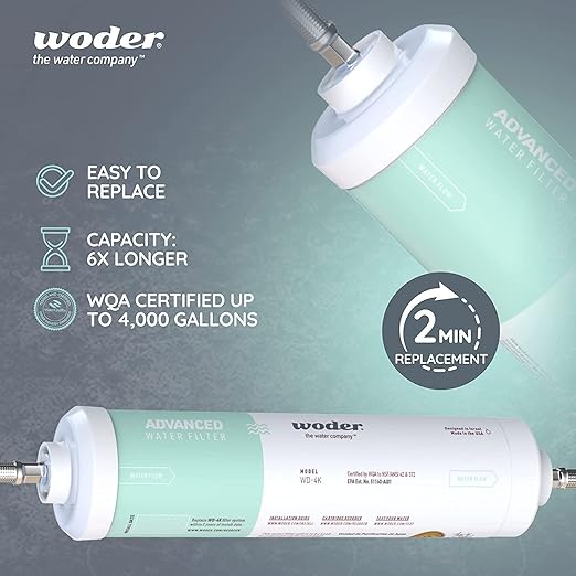 Woder Under Sink Water Filter, Direct Connect to Main Faucet, No Extra Faucet Needed, Removes 99.9% Lead, Heavy Metals, PFAS & Chlorine, Selective Filtration, WQA Certified, Made in USA