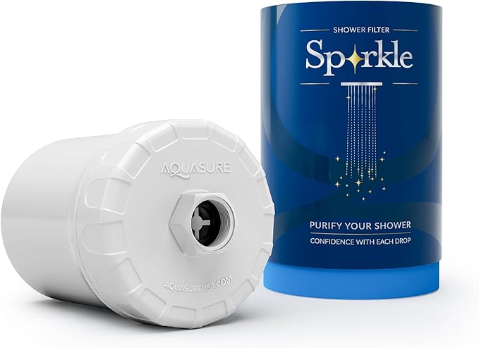 Aquasure 10,000 Gallons High Capacity Shower Filter For Healthier Hair, Skin & Nails | Improves Dry Itchy Skin, Reduce Dandruff, Eczema, Protect Colored Hair (White) - AquaVibe