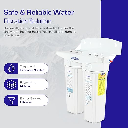 Crystal Quest Under Sink Water Filtration System 1500-2000 Gallon Capacity Advanced Under Counter Water Filter for Kitchen & Drinking Water Purifier Removes Chlorine, Sediment, Easy Install
