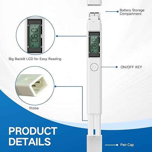 4 in 1 Digital Water Quality Tester, Accurate and Reliable Digital TDS EC & Temp(°C,°F) TDS Meter for Drinking Water, 0-9990PPM TDS Water Tester RO/DI System Aquarium（2025 New） (White)