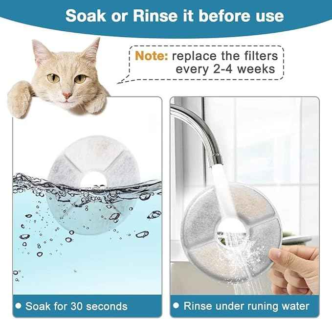 8-Pack Filters Compatible with Catit Senses Fountains and Catit Flower Fountains, Cat Water Fountain Replacement Filters
