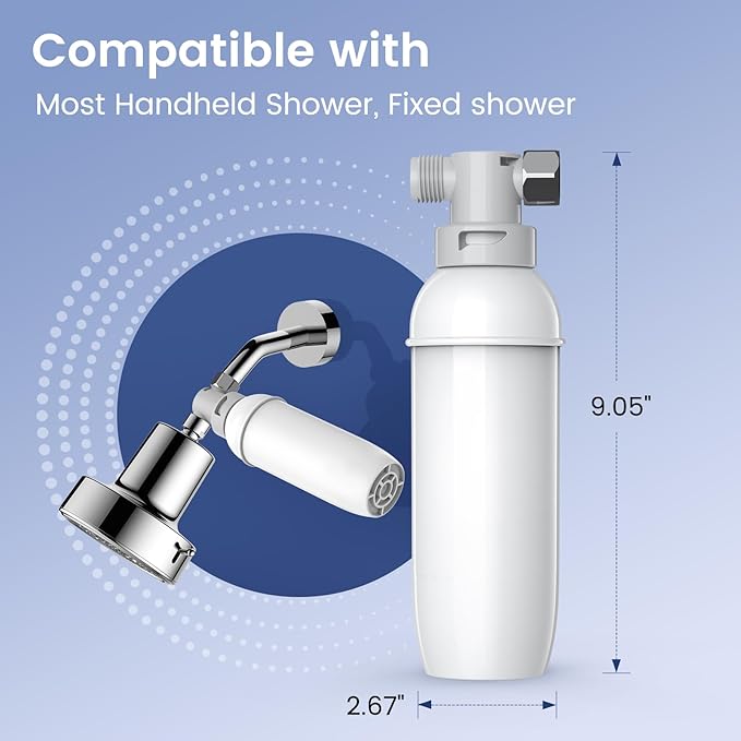 Shower Filter High Pressure Activated Carbon Filter NSF Certified, Water Softener for Hard Water Shower Head Filtration, Removes Chlorine, Particulates, Anti-scaling for Healthier Skin, Hair
