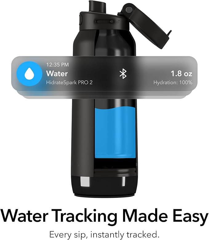 HidrateSpark PRO 2 32oz Bundle – Smart Hydration Bottle with Clinically Accurate Water Tracking & Extended Battery Life - Syncs with Apple Health, Fitbit, Smart Rings & Watches - Flamingo