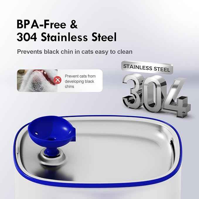 Cat Water Fountain Stainless Steel, Cat Fountain Dog Water Dispenser with Wireless Pump, 101oz/3L Cat Water Dispenser Build-in LED Light, BPA-Free Pet Water Fountain with Two Flow Modes