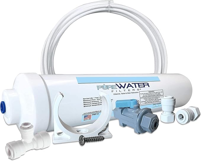 Inline Water Filter Kit for Ice Makers with 1/4" Tubing and a T-Connector