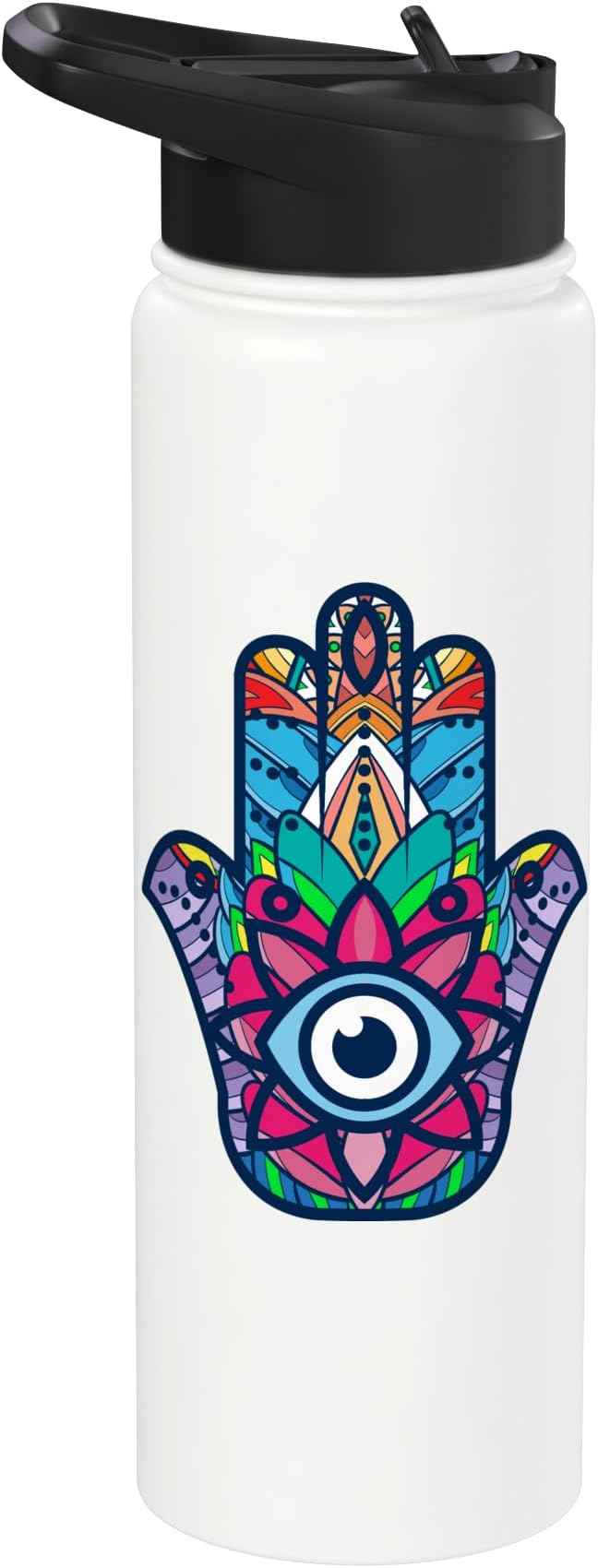 Colorful Nazar Amulet Hamsa Symbol Blue Evil Eye Ornament Stainless Steel Insulated Water Bottle