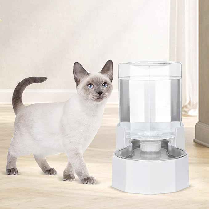 Sfozstra Large Dog Water Dispenser: 4L Stainless Steel Gravity Cat Water Feeder - Quiet Refill - No Power Needed - for Kittens & Cats - Bedroom/Kitchen Corner/Crate Area