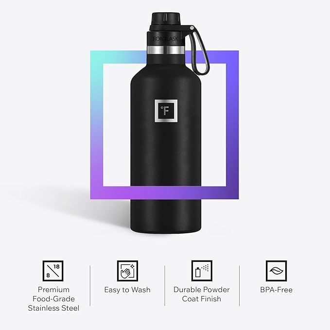 IRON °FLASK Camping & Hiking Hydration Flask with Spout, BPA-Free Insulated Stainless Steel Sports Water Bottle - 32 oz Sky