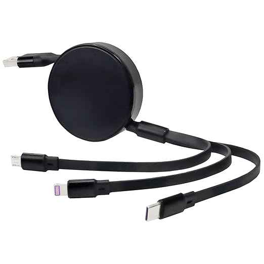 BoxWave Cable Compatible with LARQ Bottle PureVis 17 oz - AllCharge PD miniSync (100W), Retractable High-Speed Charging Portable USB Cable - Jet Black