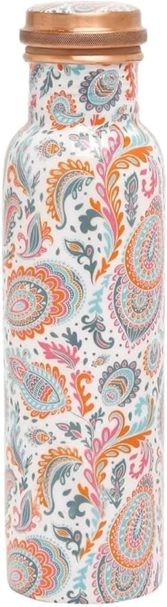 Copper Water Bottle 1 Liter – Leakproof Ayurvedic Tamba Bottle for Drinking Water, BPA-Free Copper Vessel for Health Benefits, Joint-Free Durable | |Home| Office (Printed2)