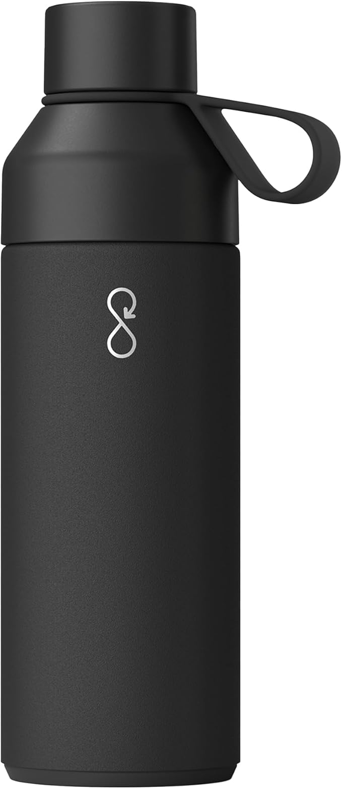 Ocean Bottle Big 34 oz | Stainless Steel Water Bottle | Reusable & Sustainable | Keeps Drinks Cold & Hot | Eco Friendly Gift (Obsidian Black)