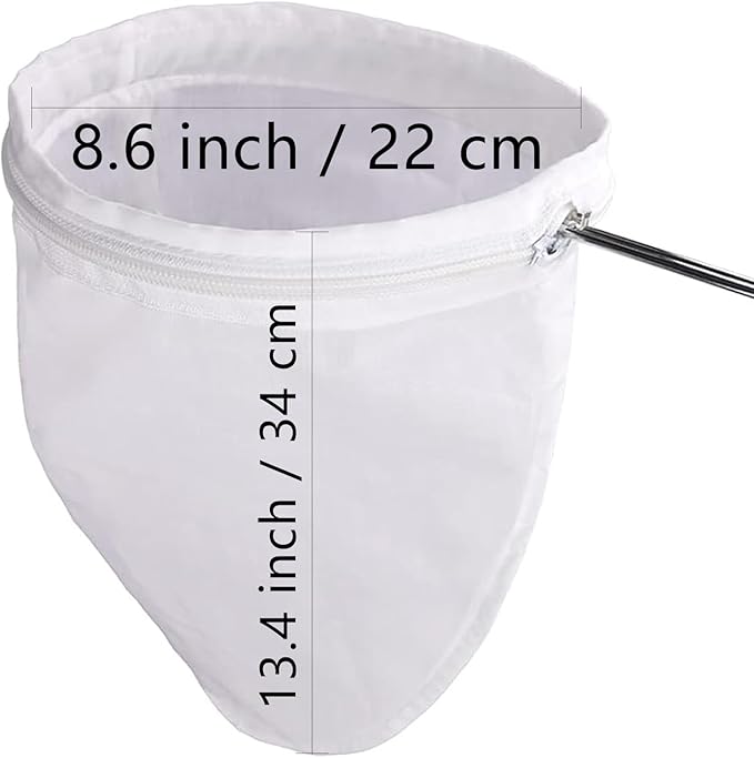 WMKGG Ultra Fine Mesh Strainer Bags, Reusable Filter Bags with Stainless Steel Handle Frame for Filter NutMilk, Coffee, Milk, Butter, Juices and Fresh Cheese (Large Size)(8.6"Wx13.4"D)