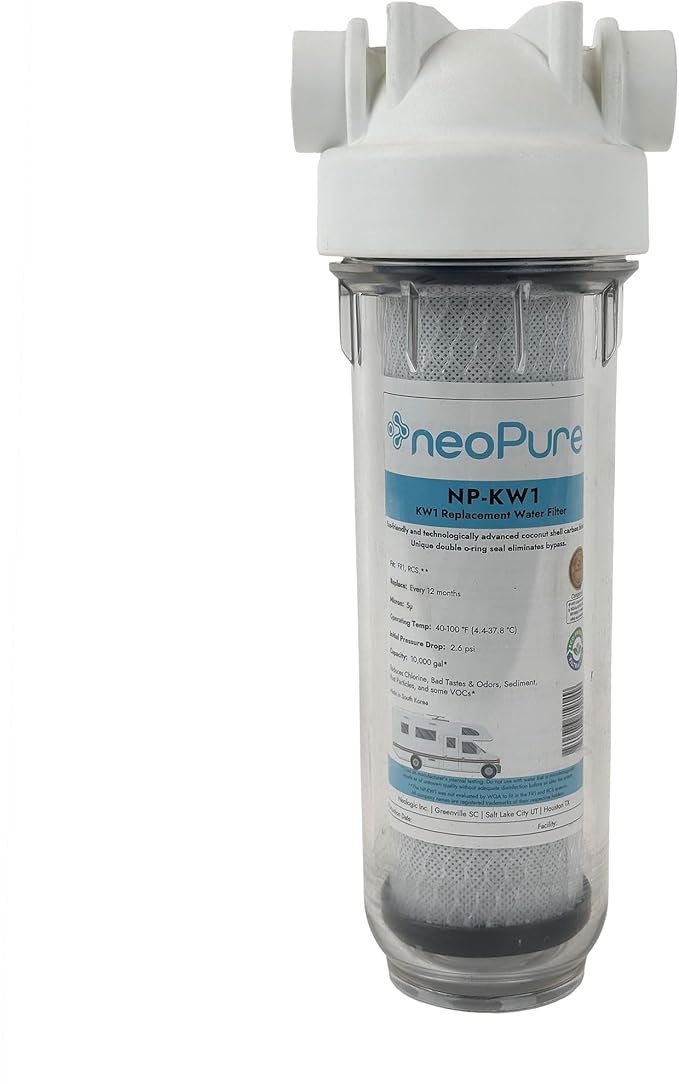 Neo-Pure KW1 Replacement Filter Cartridge – Compatible with Select Under-Sink Filtration Systems, Carbon Block Water Filter for RCS/FR1 Housings in Forest River Campers, Boats, and RVs