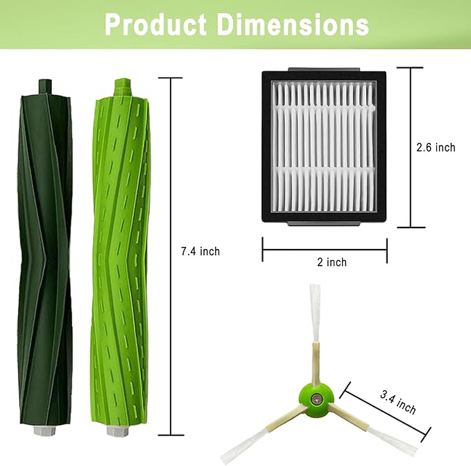 22 Pack Replacement Parts for iRobot Roomba i7 i7+ i3 i3+ i4 J7J7+/Plus i6 i6+ i5+j5+ i8 +/Plus E5 E6 E7 I & E & J Series Vacuum Cleaner, 2 Set of Roller Brush & 10 Filters & 10 Side Brushes - AquaVibe