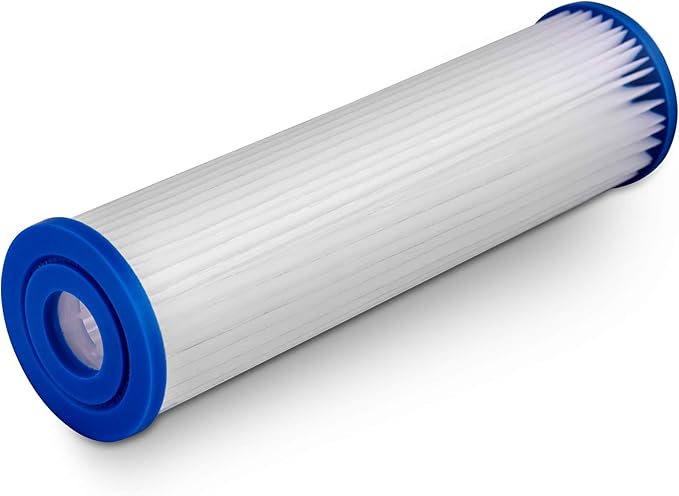 Pleated Sediment Water Filter Cartridge 9.87”x 2.5” Amplified Surface Area, Removes Sand, Dirt, Rust, Extended Filter Life WELL-MATCHED with WHKF-WHPL, 801-50, WB-50W, WFPFC3002, SPC-25-1050 (2 Pack)