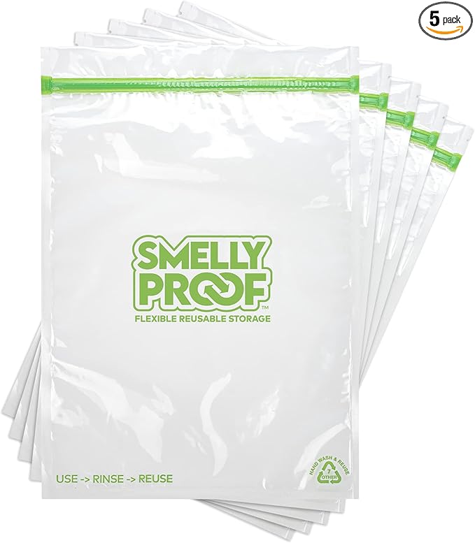 Smelly Proof Reusable Freezer Bags for Food Storage MADE IN USA, Easy Clean, Dishwasher-Safe, BPA FREE, NO PEVA, XXL 3-mil Thick Bags, Extra Large+ Clear FLAT 12