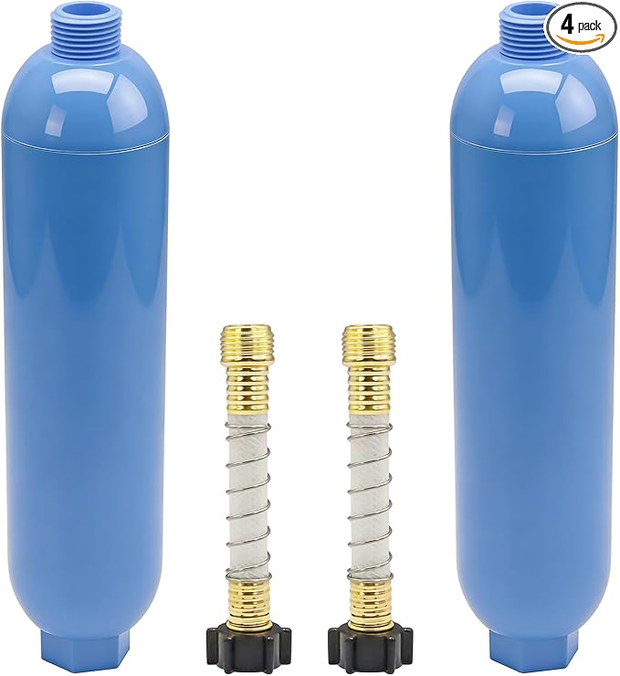RV/Camper Water Filter, Inline Water Filter with 2 Flexible Hose Protector, Replace for RV/Boat/Campers/Gardening/Chores/Pool (2 Pack)
