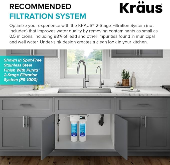 KRAUS Oletto Single Handle Drinking Water Filter Faucet for or Water Filtration System in Spot-Free Antique Champagne Bronze, FF-103SFACB