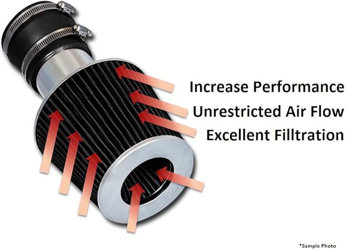Cold Air Intake Black 3.5" / 89 mm Inlet Reusable Quality Universal Clamp On Cone Replacement Dry Air Filter